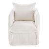Sessel mit weißem Leinen-Crinkle-Bezug
