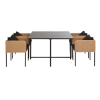 Set tavolo da giardino  con 4 sedie in acciaio e alluminio grigio antracite e resina riciclata beige
