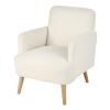 Sillón de rizo blanco con patas de madera de haya