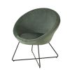 Sillón de terciopelo verde con patas de acero negro