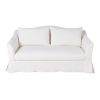 Sofá-cama de 2 lugares em linho de alta qualidade branco, colchão 10 cm