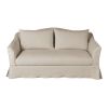 Sofá cama de 2 plazas de lino superior beige, colchón de 10 cm