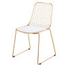 Stuhl aus goldfarbenem Metall und weißem Kissen