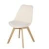 Stuhl im skandinavischen Stil ecrufarbenem Bouclé-Stoff und Kautschukholz