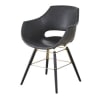 Stuhl mit Armlehne, schwarzer Kunstlederbezug in Used-Optik