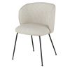 Stuhl mit beigefarbenem Bezug aus recyceltem Polyester und Leinen und Beinen aus schwarzem Metall