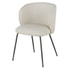 Stuhl mit beigefarbenem Bezug aus recyceltem Polyester und Leinen und Beinen aus schwarzem Metall