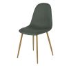 Stuhl mit recyceltem, dunkelgrünem Stoffbezug und Beinen aus Metall in Eichenholzoptik