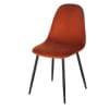 Stuhl mit recyceltem, orangebraunem Samtbezug und Beinen aus schwarzem Metall