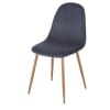Stuhl mit recyceltem, schiefergrauem Samtbezug und Beinen aus Metall in Eichenholzoptik
