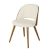 Stuhl aus weißem Bouclé-Stoff und Eichenholz