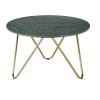Table basse ronde en marbre vert et métal doré D75