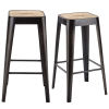 Tabourets de bar industriels en bois de manguier et acier noir H79 (x2)