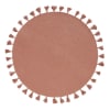 Tappeto rotondo in cotone riciclato intrecciato rosa con pompon, D.100 cm
