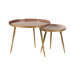 Tavolini sovrapponibili in metallo beige rosato e dorato