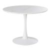 Tavolo da pranzo effetto marmo e metallo bianco per 4/5 persone Ø 100 cm