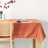 Tovaglia in cotone biologico terracotta con bordi bianchi 150x250