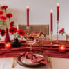 Tovaglia in cotone color terracotta con frange e pizzo 150x250 cm