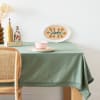 Tovaglia in cotone con frange verdi e pizzo 150x250 cm