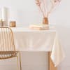 Tovaglia in cotone ecrù con frange e pizzo 150x250