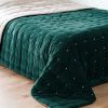 Trapunta reversibile in velluto di cotone verde smeraldo 240 cm x 260 cm