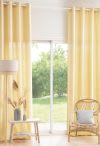 Vanillegelber Vorhang mit Ösen aus gewaschenem Leinen, 1 Vorhang, 130x300cm, OEKO-TEX® zertifiziert