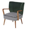 Vintage-Sessel mit grünem Samtbezug und Hahnentrittmuster