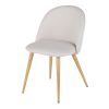 Vintage stoel in beige gerecycleerde stof en metaal imitatie eik