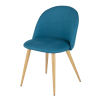 Vintage stoel in gerecycleerde petrolblauwe stof en metaal met eiken imitatie