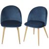 Vintage stoelen van nachtblauw gerecycleerd fluweel en metaal met eikenhouteffect voor professioneel gebruik (x2)