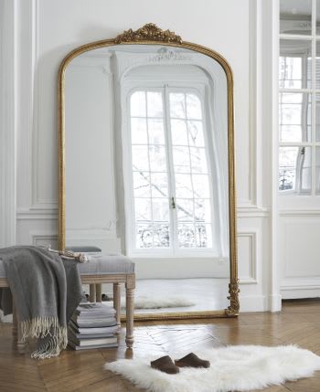 OMERA - 119x194cm antique gold paulownia mirror