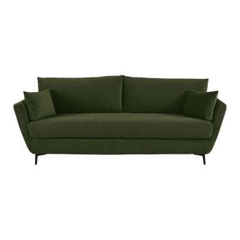 2/3-Sitzer-Schlafsofa mit grünem Samtbezug, Matratze 10cm