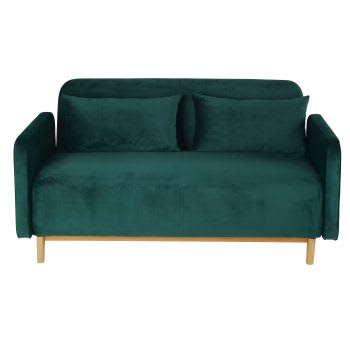 Nia - 2/3-Sitzer-Sofa Clic-Clac mit Bezug aus grünem Samt