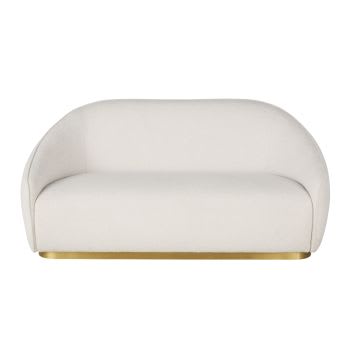 2/3-Sitzer-Sofa mit beigefarbenem Bouclé-Stoff