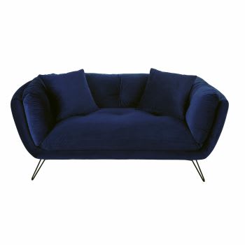 Dot - 2/3-Sitzer-Sofa mit nachtblauem Samtbezug