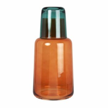 2-in-1-Glaskaraffe, korallenrot und petrol
