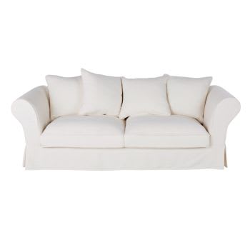 Roma - 2-Sitzer-Sofa mit Bezug aus elfenbeinfarbenem Stoff mit Leineneffekt