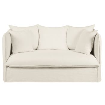 Louvain - 2-Sitzer-Sofa mit Bezug aus weißem gewaschenem Leinen