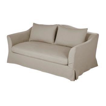 Anaelle - 2-Sitzer-Sofa mit hellbeigem Leinenbezug