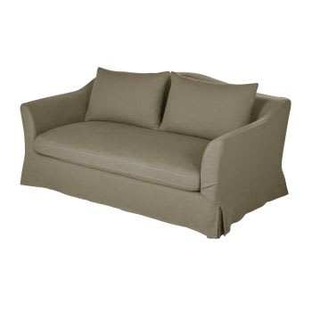 Anaelle - 2-Sitzer-Sofa mit khakifarbenem Leinenbezug
