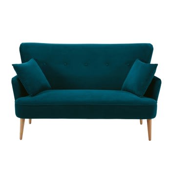 Leon - 2-Sitzer-Sofa mit petrolblauem Samtbezug