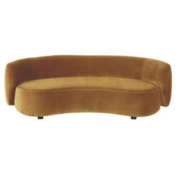 Curve - 3/4-Sitzer-Sofa mit ockerfarbenem Samtbezug