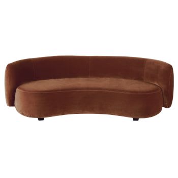 Curve - 3/4-Sitzer-Sofa mit terrakottafarbenem Samtbezug