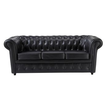 Chesterfield - 3 Seater Button Sofa in Black