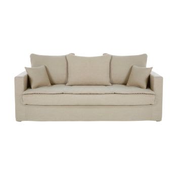 Celestin - 3-Sitzer-Sofa, Bezug aus gewaschenem Leinen, beige