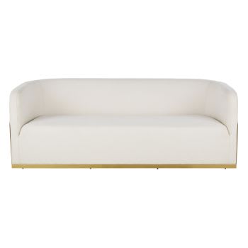 3-Sitzer-Sofa für gewerbliche Nutzung, ecru und goldfarbenen Metallgestell