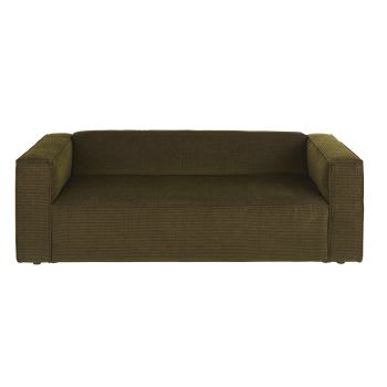 Fakir - 3-Sitzer-Sofa mit Bezug aus dunkelgrünem Cordsamt