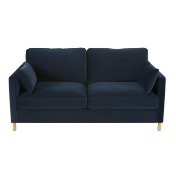Julian - 3-Sitzer-Sofa mit Samtbezug, nachtblau