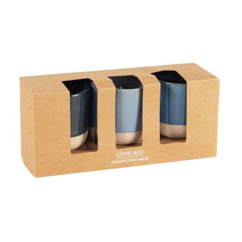 Samso - 3er Set Duftkerzen aus Keramik, blau