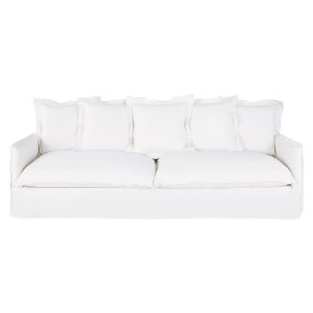Barcelone - 4/5-Sitzer-Sofa aus Premiumleinen, weiß